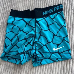 Nike Pro Teal and Black Athletic Shorts